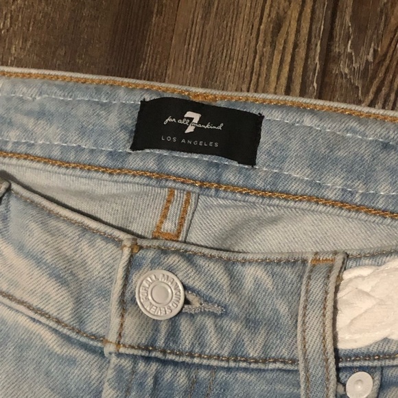 7 For All Mankind Jeans Women's 30 High Waist Cropped Straight Light Wash W/Belt - Picture 2 of 8